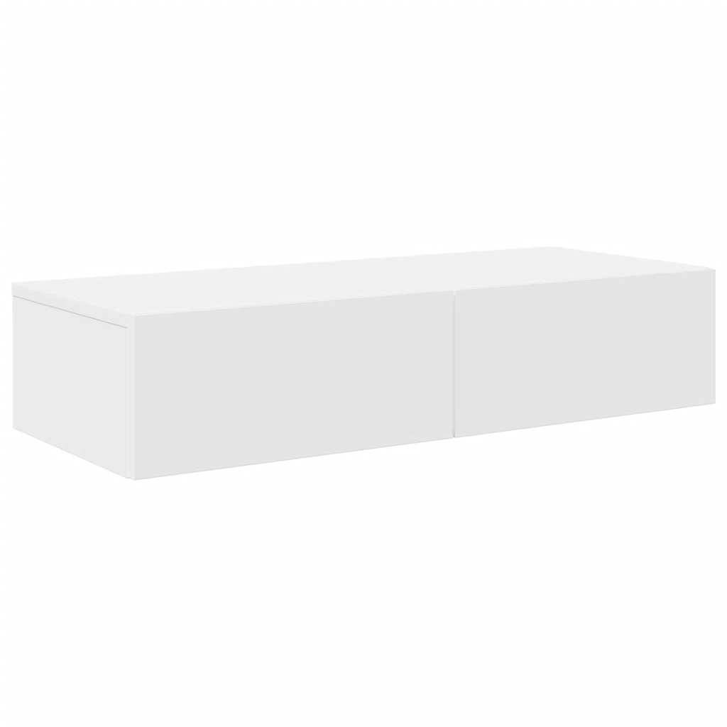 Ράφι τοίχου με συρτάρια Λευκό 80x33x17 cm Κατασκευασμένο ξύλο