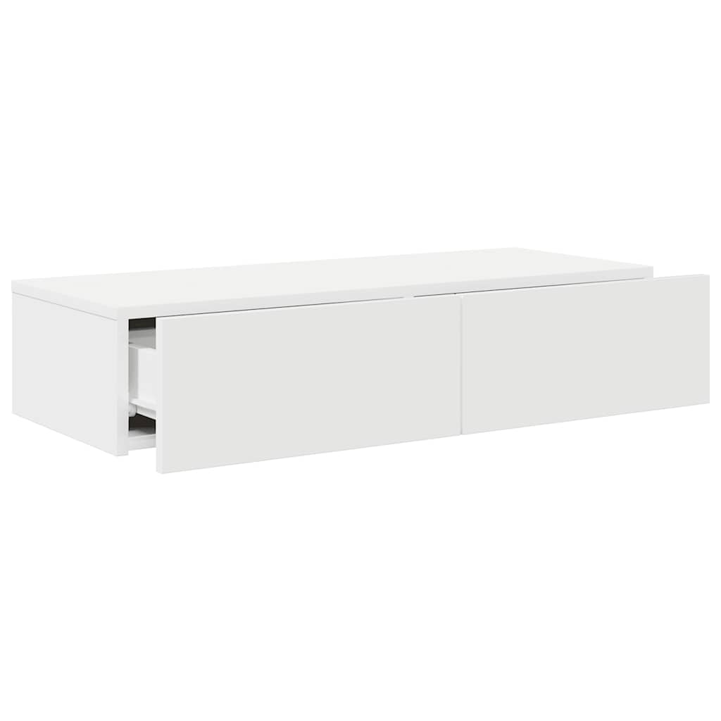 Ράφι τοίχου με συρτάρια Λευκό 80x33x17 cm Κατασκευασμένο ξύλο