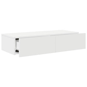 Ράφι τοίχου με συρτάρια Λευκό 80x33x17 cm Κατασκευασμένο ξύλο