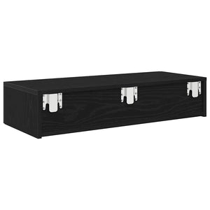 Ράφι τοίχου με συρτάρια Μαύρο 80x33x17 cm Κατασκευασμένο ξύλο