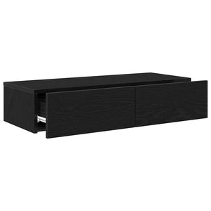 Ράφι τοίχου με συρτάρια Μαύρο 80x33x17 cm Κατασκευασμένο ξύλο