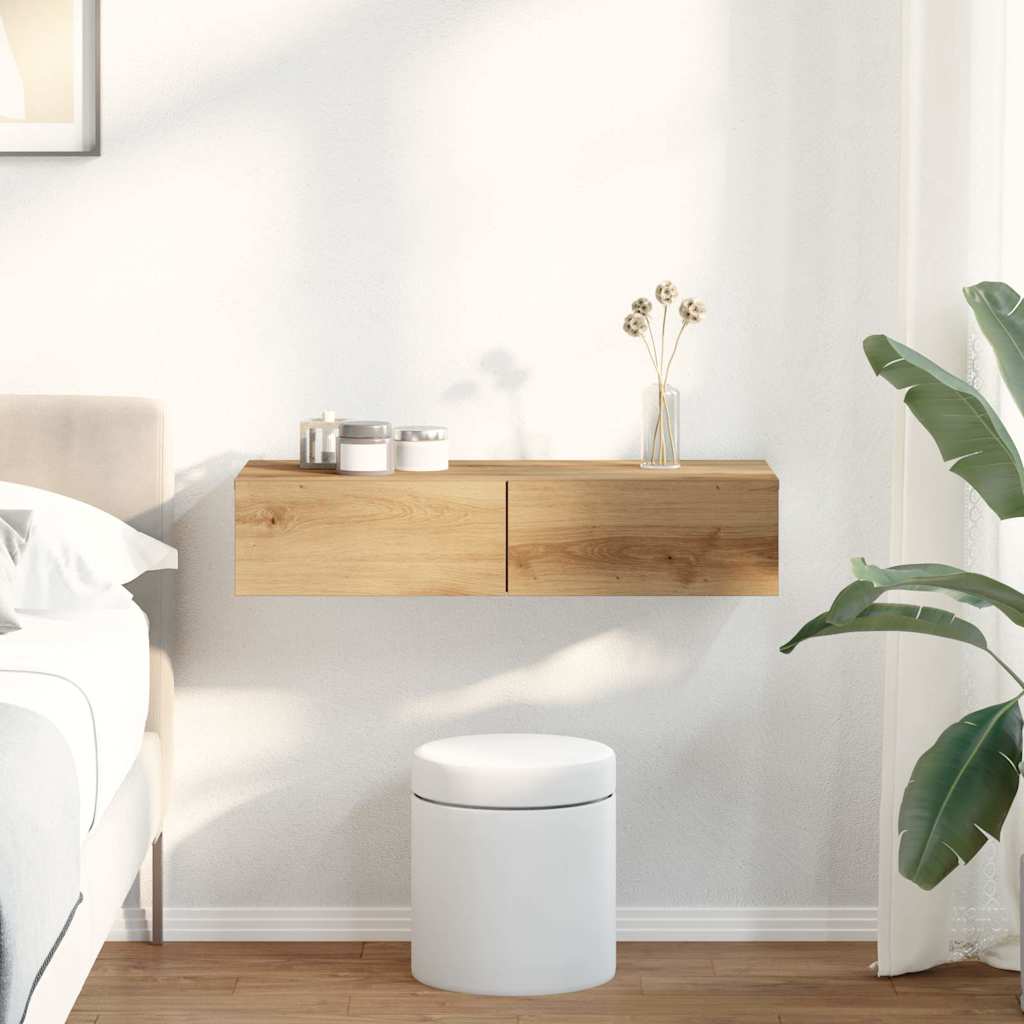 Ράφι τοίχου με συρτάρια Δρυς Αρτιζίας Κατασκευασμένο ξύλο