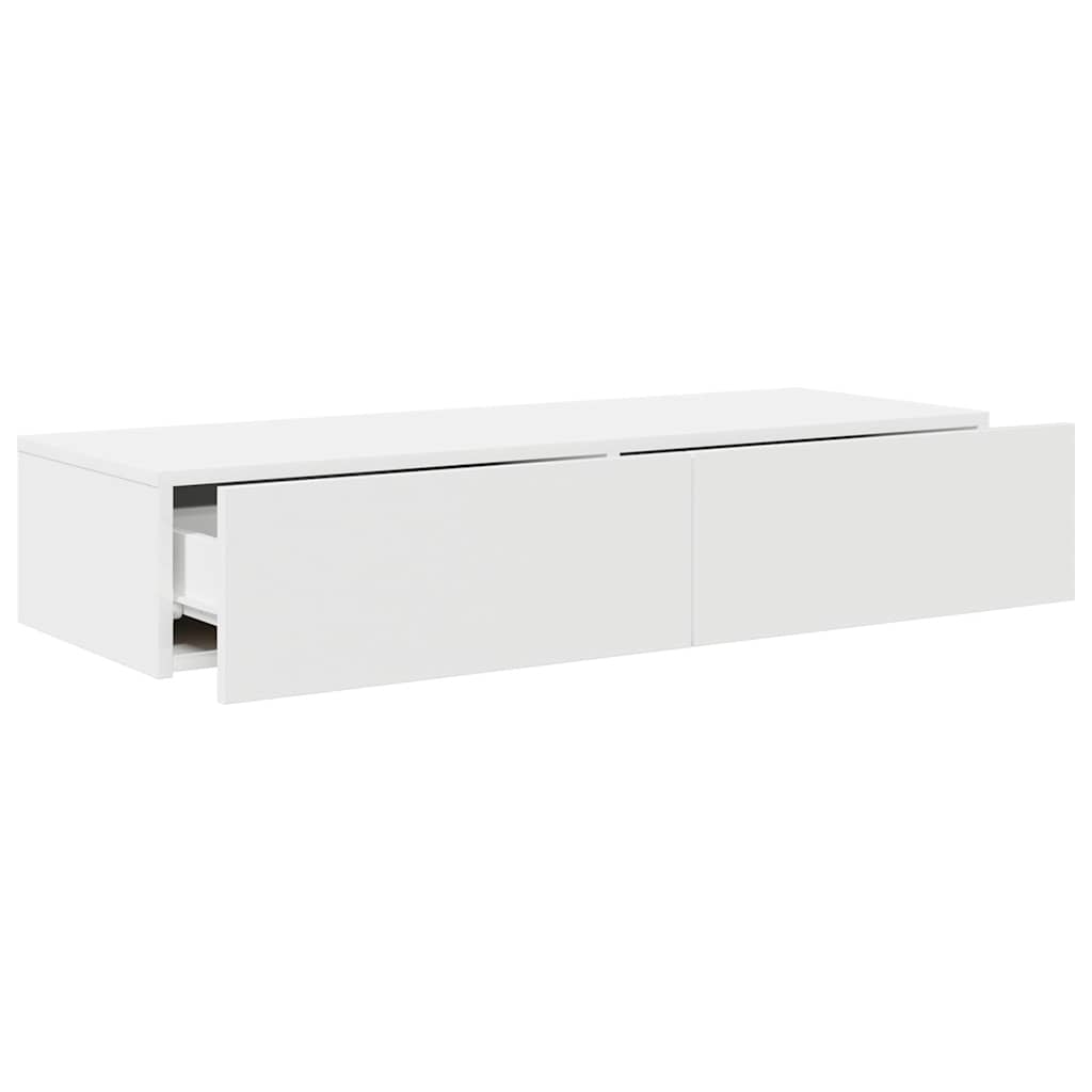 Ράφι τοίχου με συρτάρια Λευκό 100x36x19 cm Κατασκευασμένο ξύλο