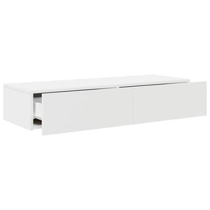Ράφι τοίχου με συρτάρια Λευκό 100x36x19 cm Κατασκευασμένο ξύλο