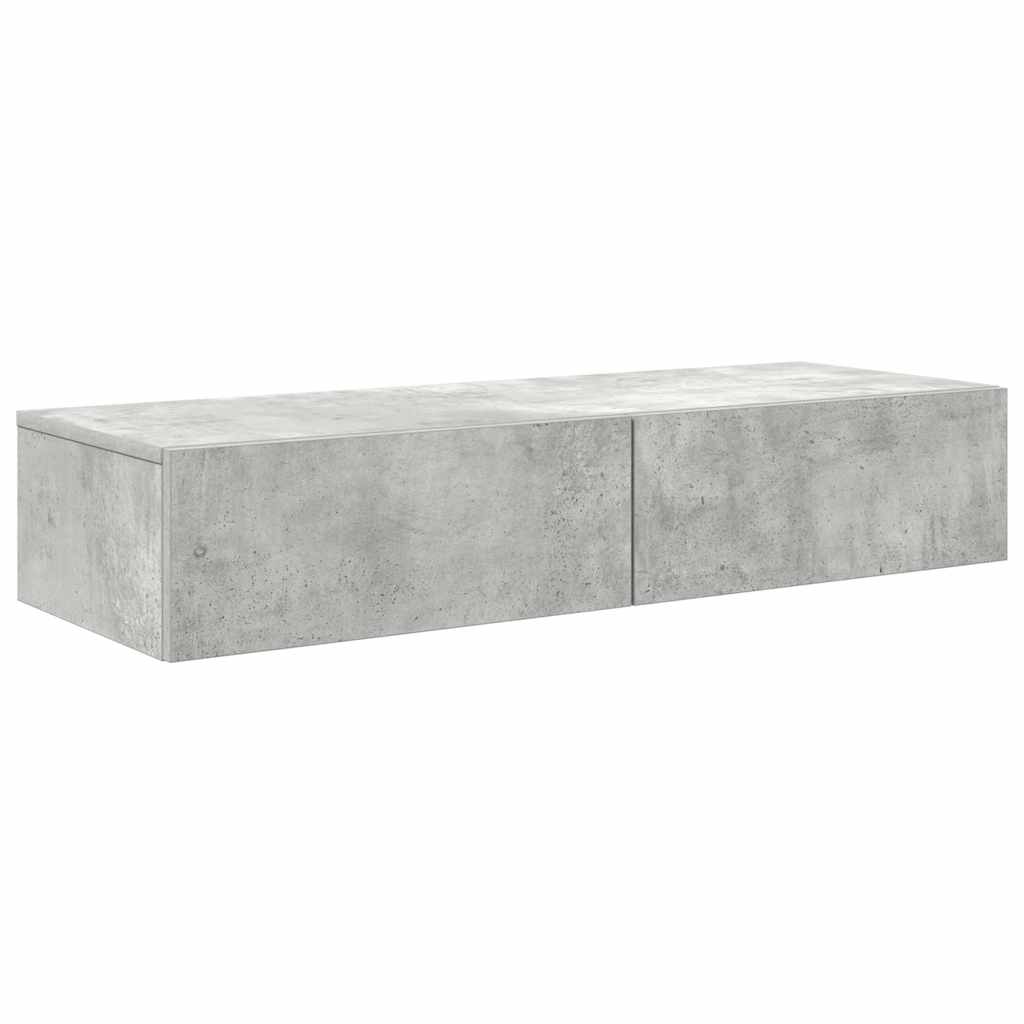 Ράφι τοίχου με συρτάρια Γκρι μπετόν 100x36x19 cm Ξύλο μηχανής