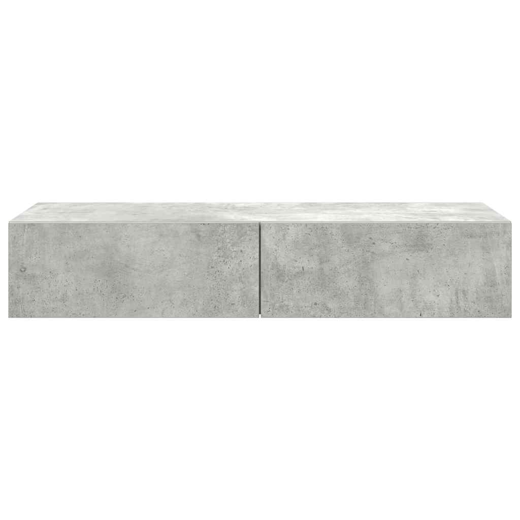 Ράφι τοίχου με συρτάρια Γκρι μπετόν 100x36x19 cm Ξύλο μηχανής