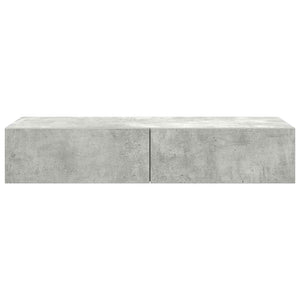 Ράφι τοίχου με συρτάρια Γκρι μπετόν 100x36x19 cm Ξύλο μηχανής