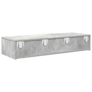 Ράφι τοίχου με συρτάρια Γκρι μπετόν 100x36x19 cm Ξύλο μηχανής