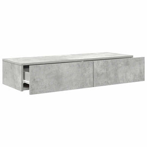 Ράφι τοίχου με συρτάρια Γκρι μπετόν 100x36x19 cm Ξύλο μηχανής