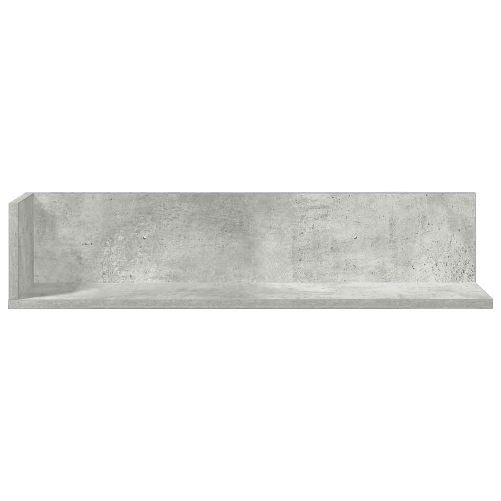 Ράφια τοίχου 2 τεμάχια Μπετόν Γκρι 75x16,5x16,5 cm Ξύλο μηχανής