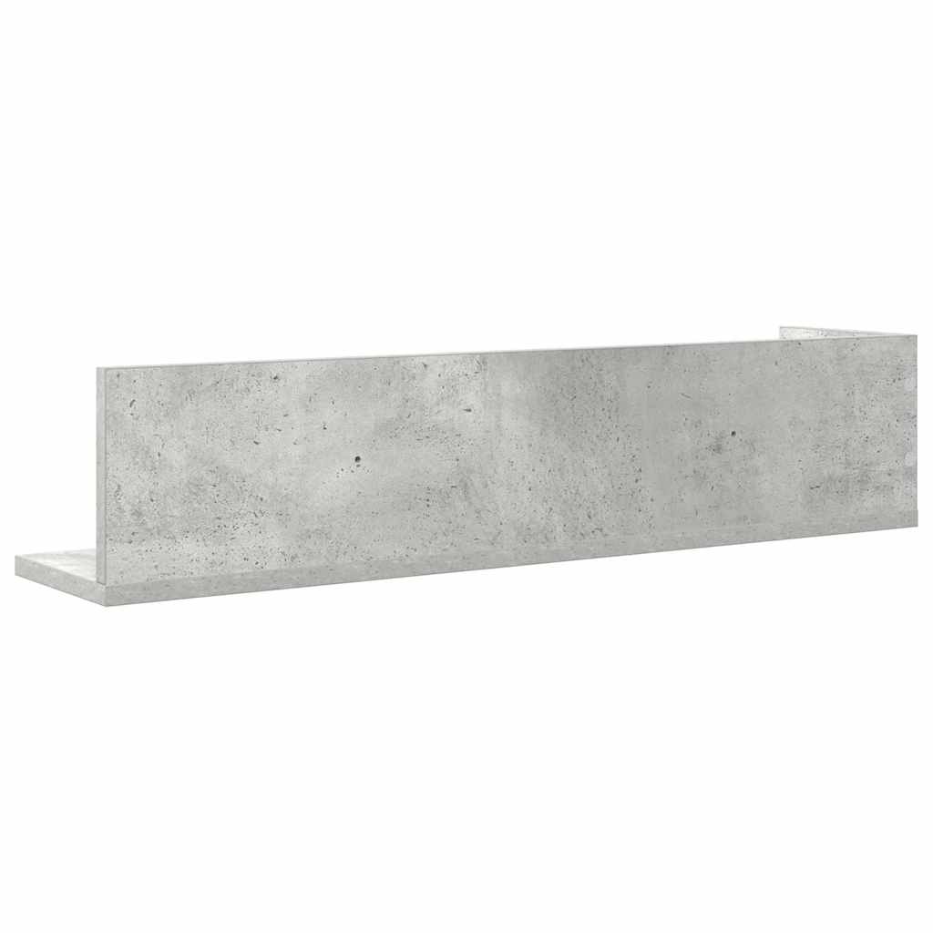 Ράφια τοίχου 2 τεμάχια Μπετόν Γκρι 75x16,5x16,5 cm Ξύλο μηχανής