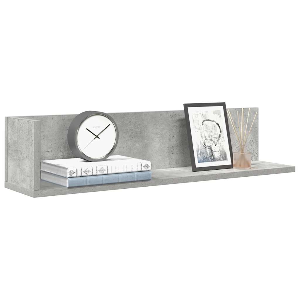 Ράφια τοίχου 2 τεμάχια Μπετόν Γκρι 75x16,5x16,5 cm Ξύλο μηχανής