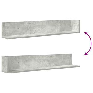 Ράφια τοίχου 2 τεμάχια Μπετόν Γκρι 100x16,5x16,5cm Ξύλο μηχανής - Pakobazaar