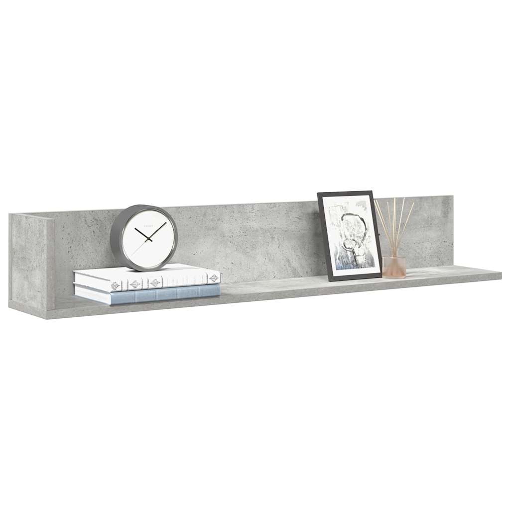 Ράφια τοίχου 2 τεμάχια Μπετόν Γκρι 100x16,5x16,5cm Ξύλο μηχανής - Pakobazaar