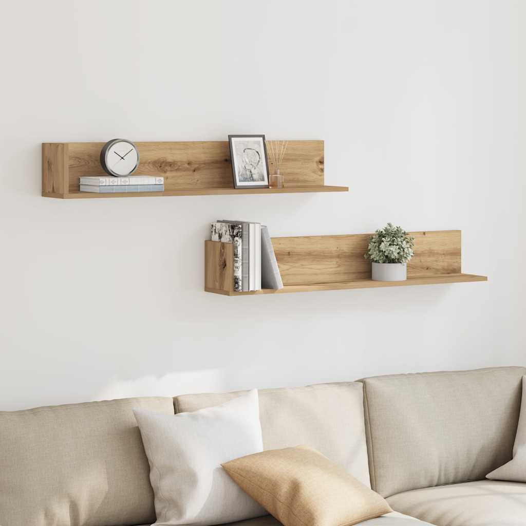 Ράφια τοίχου 2 τεμάχια Artisan Oak Κατασκευασμένο ξύλο - Pakobazaar