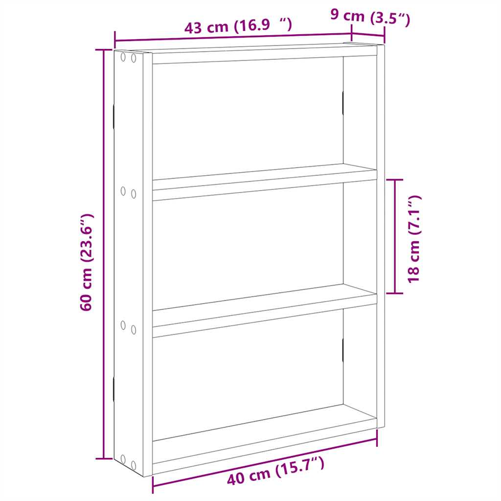 Ράφι τοίχου  Καπνιστή βελανιδιά 43x9x60 cm Κατασκευασμένο ξύλο - Pakobazaar