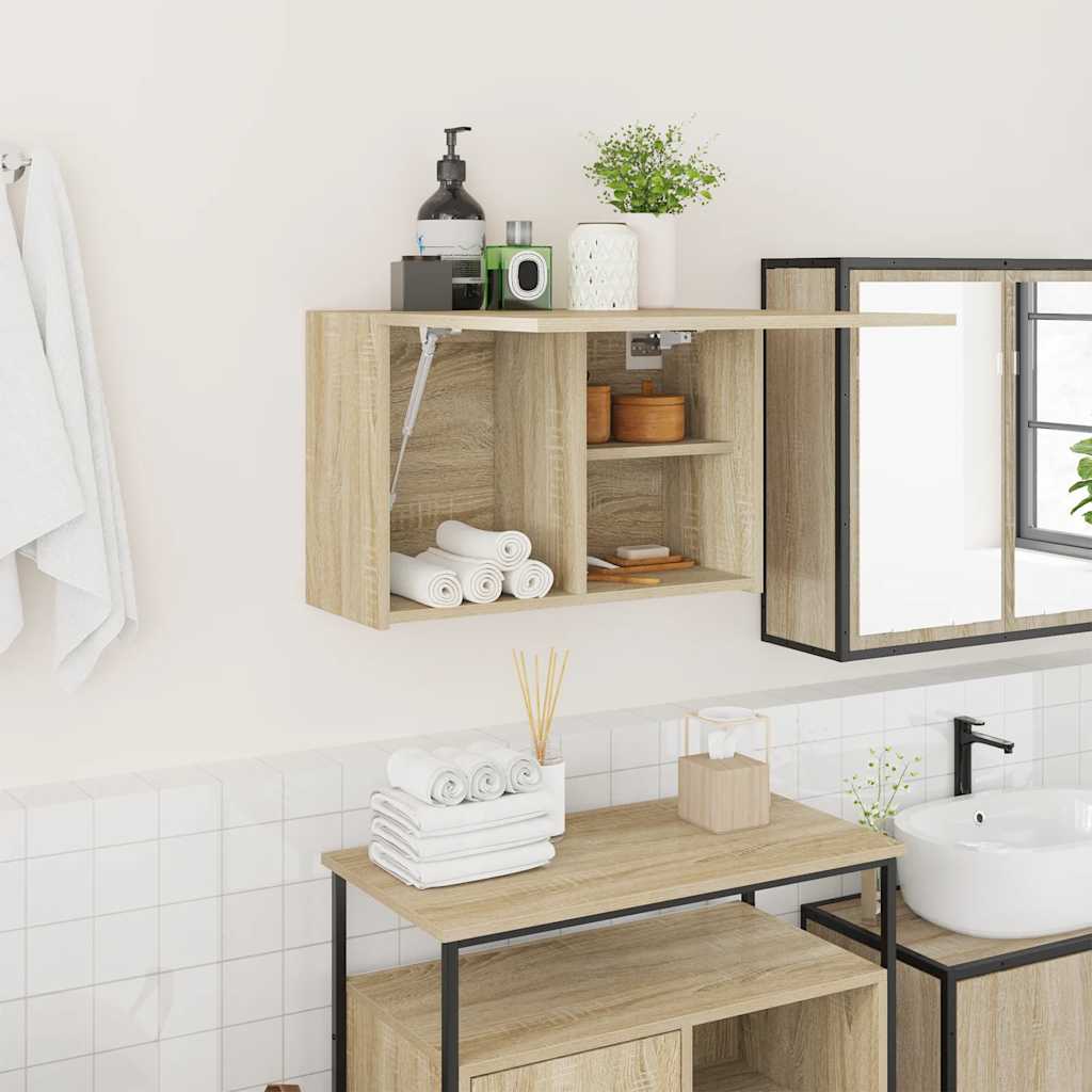 Ντουλάπι τοίχου μπάνιου Sonoma Oak 60x25x40 cm Ξύλινη κατασκευή - Pakobazaar