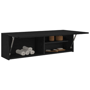 ντουλάπι τοίχου μπάνιου μαύρο 100x25x30 cm κατασκευασμένο ξύλο - Pakobazaar