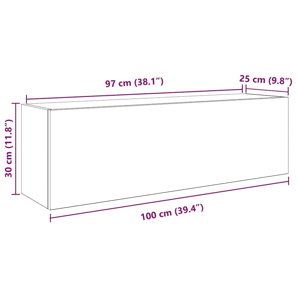 Ντουλάπι τοίχου μπάνιου Sonoma Oak 100x25x30 cm