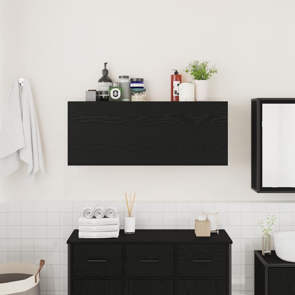 ντουλάπι τοίχου μπάνιου μαύρο 100x25x40 cm κατασκευασμένο ξύλο - Pakobazaar