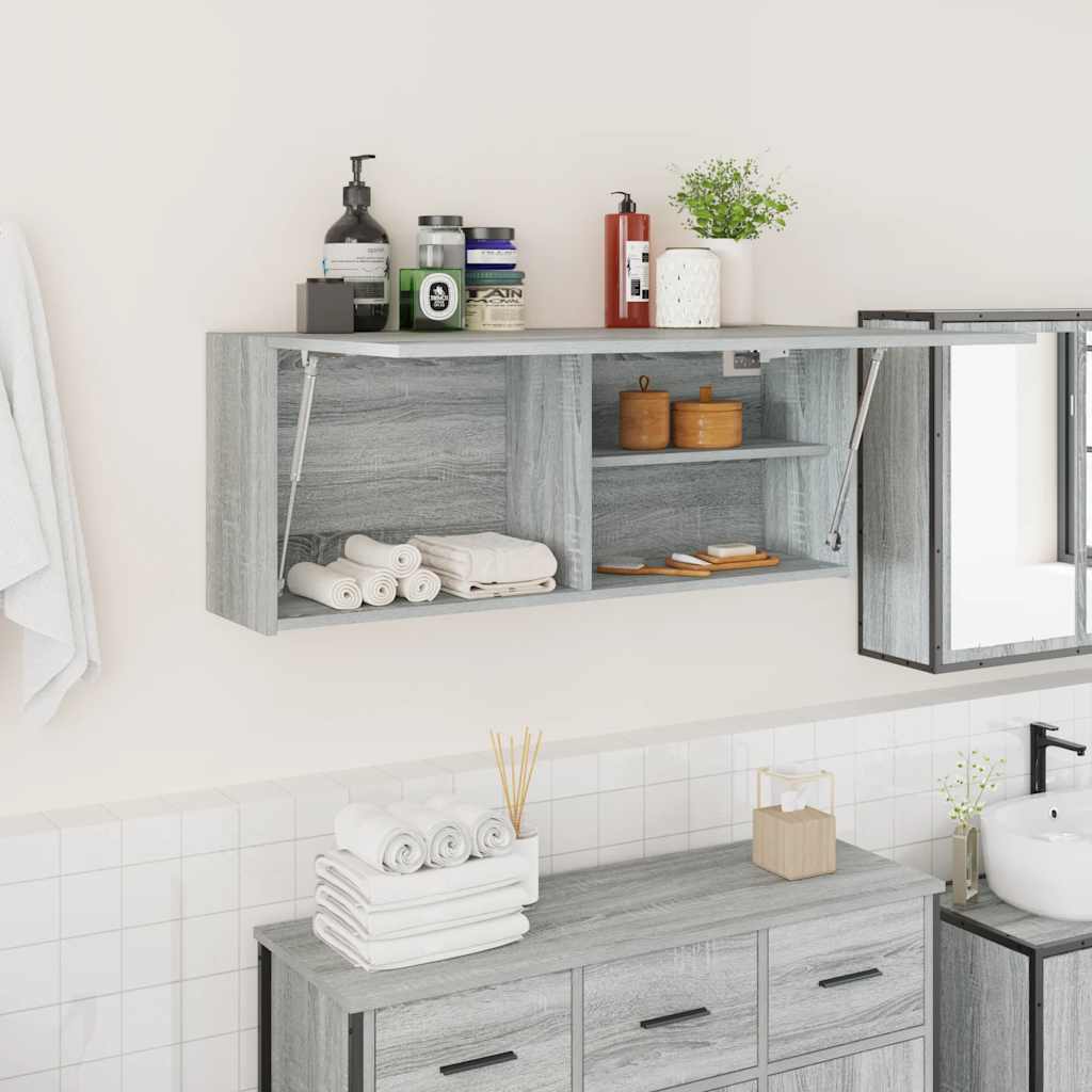 Ντουλάπι τοίχου μπάνιου Γκρι Sonoma 100x25x40 cm - Pakobazaar