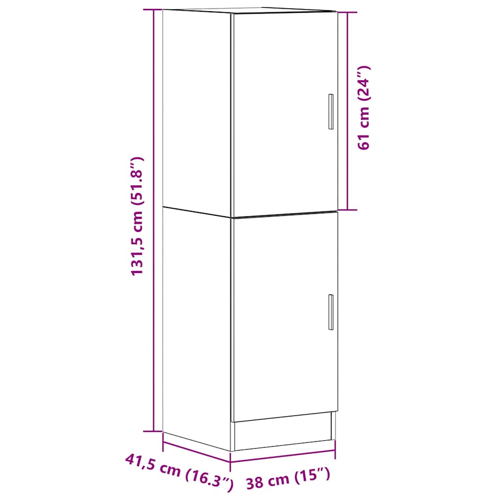 Στήλη Κουζίνας Μαύρη 38x41,5x131,5 εκ. από Επεξεργασμένο Ξύλο - Pakobazaar