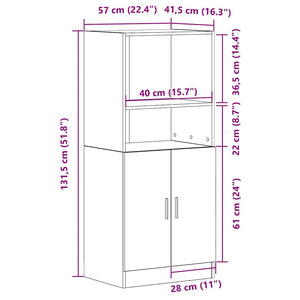 Στήλη Κουζίνας Λευκή 57x41,5x131,5 εκ. από Επεξεργασμένο Ξύλο - Pakobazaar