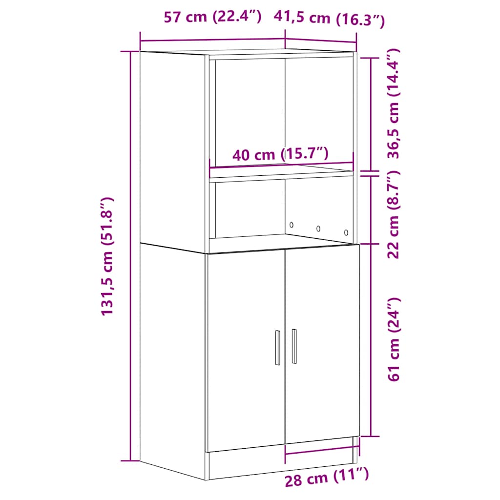 Στήλη Κουζίνας Μαύρη 57x41,5x131,5 εκ. από Επεξεργασμένο Ξύλο - Pakobazaar
