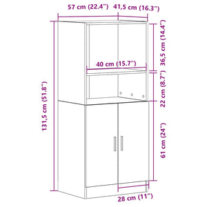 Στήλη Κουζίνας Μαύρη 57x41,5x131,5 εκ. από Επεξεργασμένο Ξύλο - Pakobazaar
