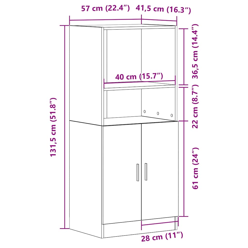 Ντουλάπι Κουζίνας Όψη Παλαιού Ξύλου 57x41,5x131,5εκ. Επεξ. Ξύλο
