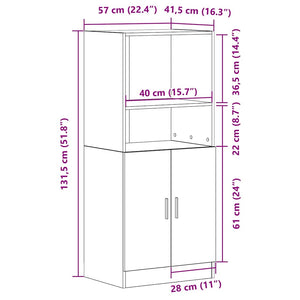 Ντουλάπι Κουζίνας Όψη Παλαιού Ξύλου 57x41,5x131,5εκ. Επεξ. Ξύλο
