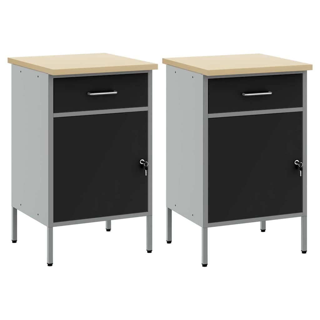 Ντουλάπα Εργασίας 2 pcs Μαύρο και Γκρι 100 x 55 x 85 εκ. - Pakobazaar