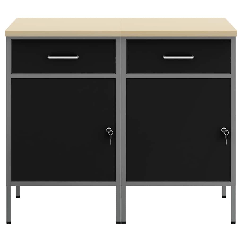 Ντουλάπα Εργασίας 2 pcs Μαύρο και Γκρι 100 x 55 x 85 εκ. - Pakobazaar