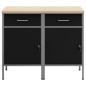 Ντουλάπα Εργασίας 2 pcs Μαύρο και Γκρι 100 x 55 x 85 εκ. - Pakobazaar