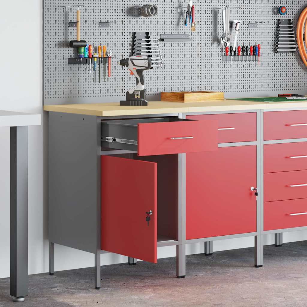 Ντουλάπα Εργασίας 2 pcs Κόκκινο και Γκρι 100 x 55 x 85 εκ. - Pakobazaar