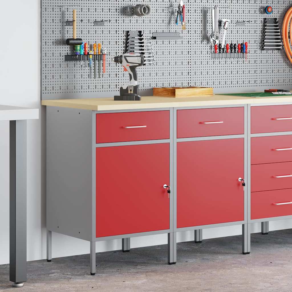 Ντουλάπα Εργασίας 2 pcs Κόκκινο και Γκρι 100 x 55 x 85 εκ. - Pakobazaar