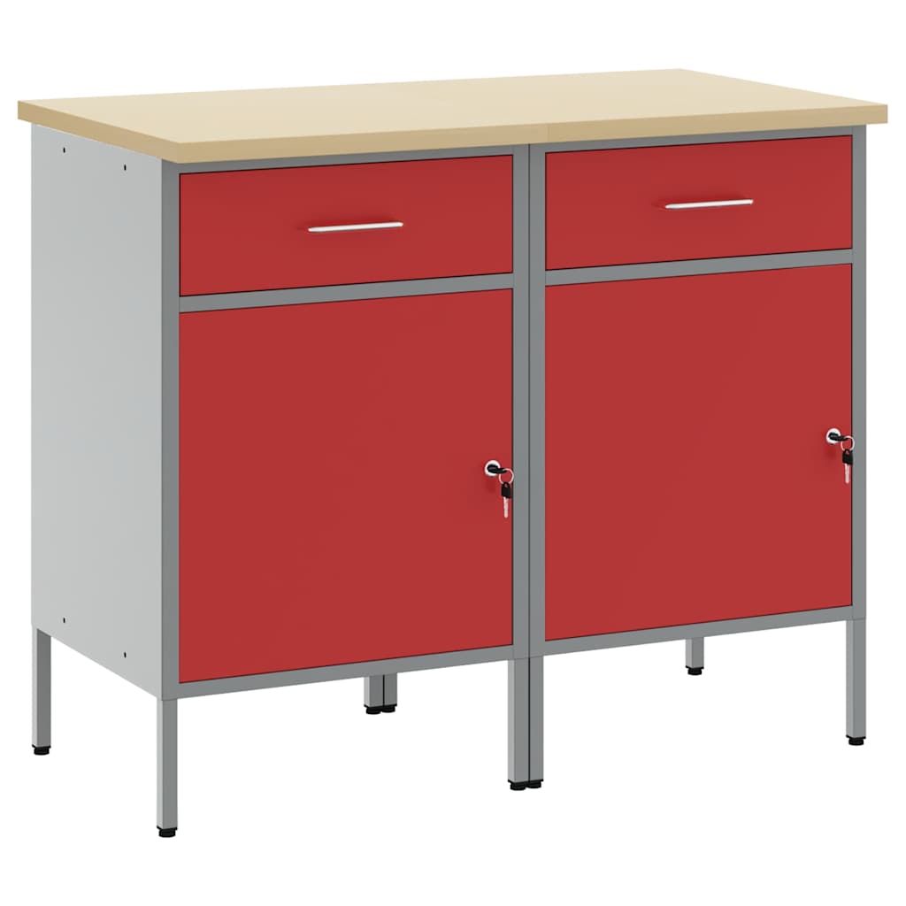 Ντουλάπα Εργασίας 2 pcs Κόκκινο και Γκρι 100 x 55 x 85 εκ. - Pakobazaar