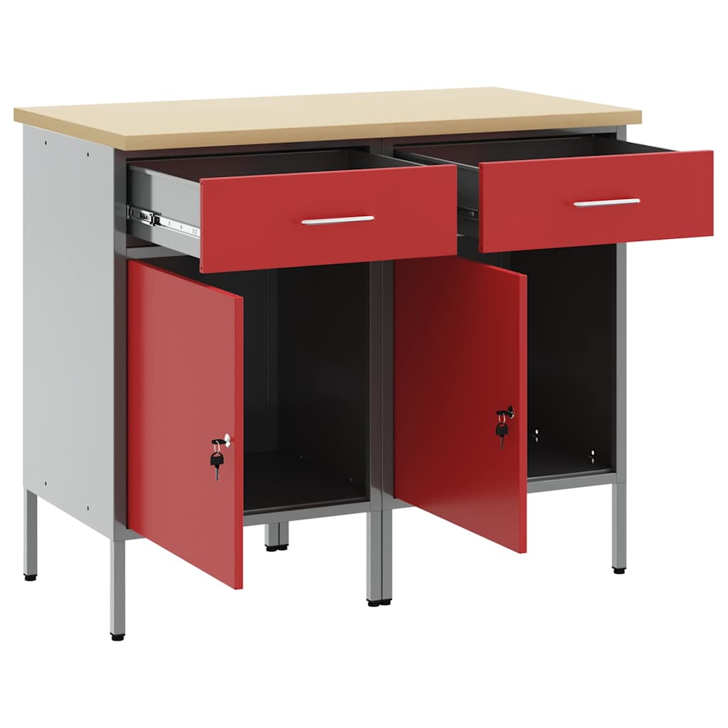 Ντουλάπα Εργασίας 2 pcs Κόκκινο και Γκρι 100 x 55 x 85 εκ. - Pakobazaar