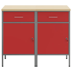 Ντουλάπα Εργασίας 2 pcs Κόκκινο και Γκρι 100 x 55 x 85 εκ. - Pakobazaar