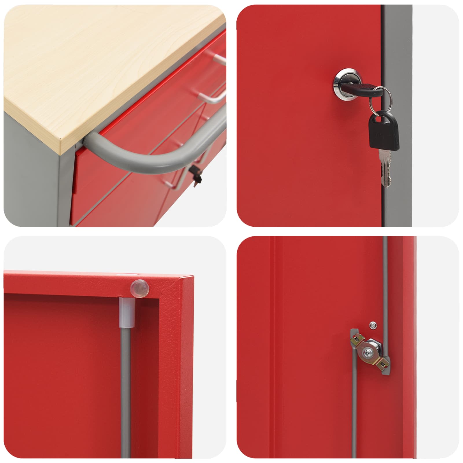 Ντουλάπα Εργασίας 2 pcs Κόκκινο και Γκρι 75 x 45 x 85 εκ. - Pakobazaar
