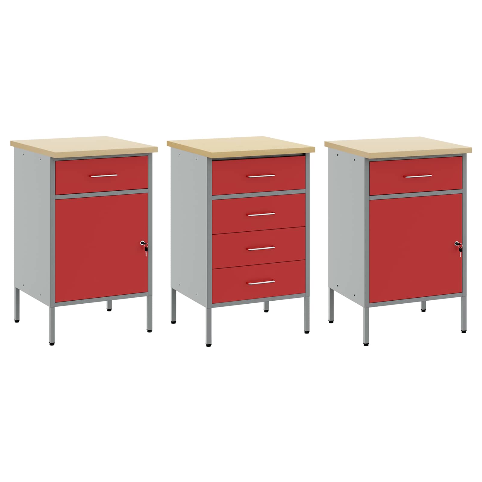 Ντουλάπα Εργασίας 2 pcs Κόκκινο και Γκρι 75 x 45 x 85 εκ. - Pakobazaar