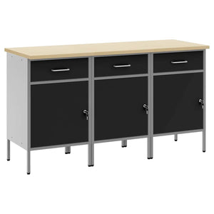 Ντουλάπα Εργασίας 3 pcs Μαύρο και Γκρι 150 x 55 x 85 εκ - Pakobazaar