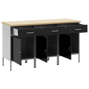 Ντουλάπα Εργασίας 3 pcs Μαύρο και Γκρι 150 x 55 x 85 εκ - Pakobazaar
