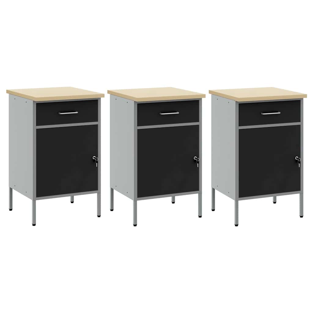 Ντουλάπα Εργασίας 3 pcs Μαύρο και Γκρι 150 x 55 x 85 εκ - Pakobazaar