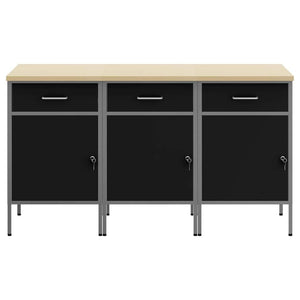Ντουλάπα Εργασίας 3 pcs Μαύρο και Γκρι 150 x 55 x 85 εκ - Pakobazaar