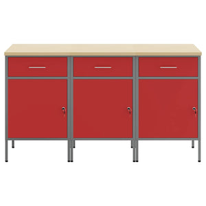 Ντουλάπα Εργασίας 3 pcs Κόκκινο και Γκρι 150 x 55 x 85 εκ - Pakobazaar