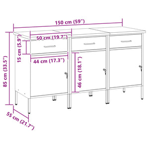 Ντουλάπα Εργασίας 3 pcs Κόκκινο και Γκρι 150 x 55 x 85 εκ - Pakobazaar