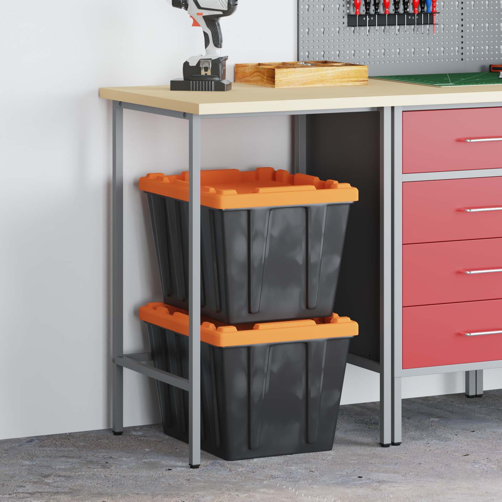 Ντουλάπα Εργασίας 3 pcs Κόκκινο και Γκρι 75 x 45 x 85 εκ. - Pakobazaar