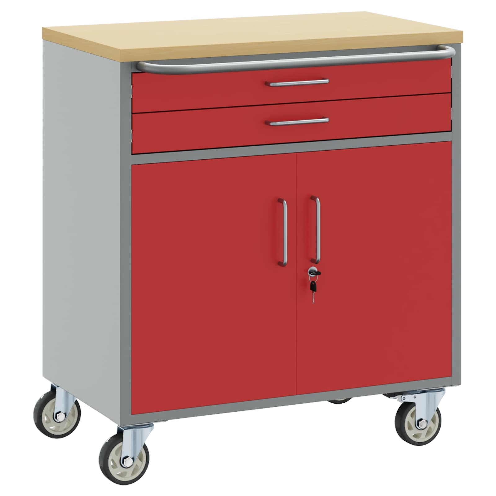 Ντουλάπα Εργασίας 3 pcs Κόκκινο και Γκρι 75 x 45 x 85 εκ. - Pakobazaar