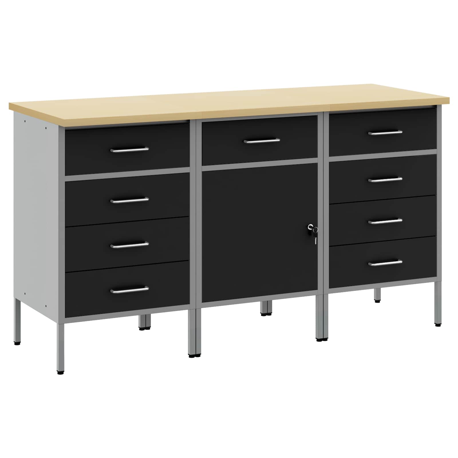 Ντουλάπα Εργασίας 3 pcs Μαύρο και Γκρι 150 x 55 x 85 εκ - Pakobazaar